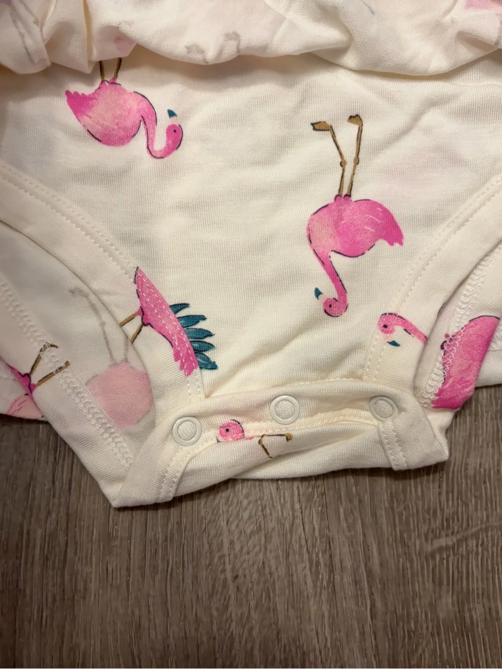 Carter's Baby Girl Flamingo PurelySoft Short-Sleeve Bodysuit Dress - Ivory- NWT